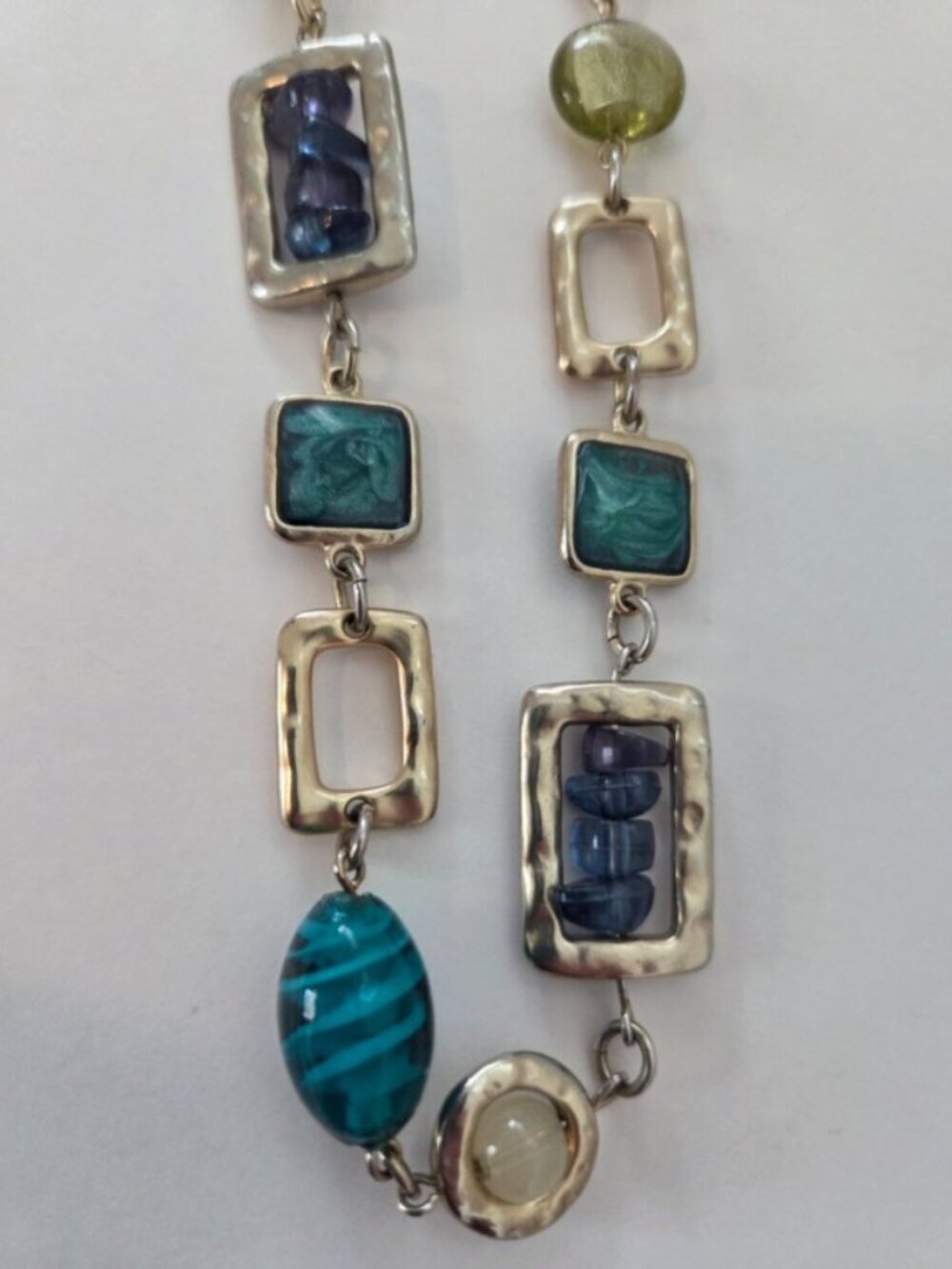 Chico's Turquoise Navy Long Statement Necklace